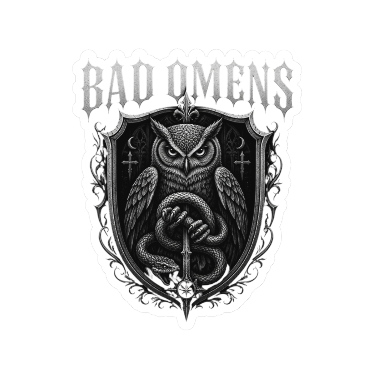 Bad Omens Talons Gothic Shield Sticker - Official Stickers merchandise