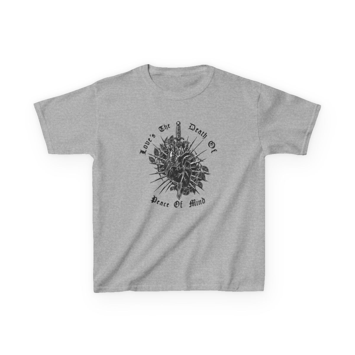 BAD_0MENS Love Is the Death of Peace of Mind Kids T-Shirt | Bad Omens - alternate angle 3, merchandise