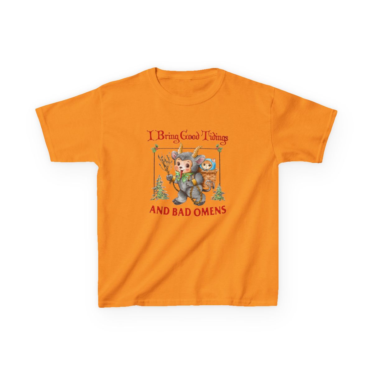 I Bring Tidings And Bad Os Krampus Cat Yule Cat Kids T-Shirt | Bad Omens - alternate angle 4, merchandise