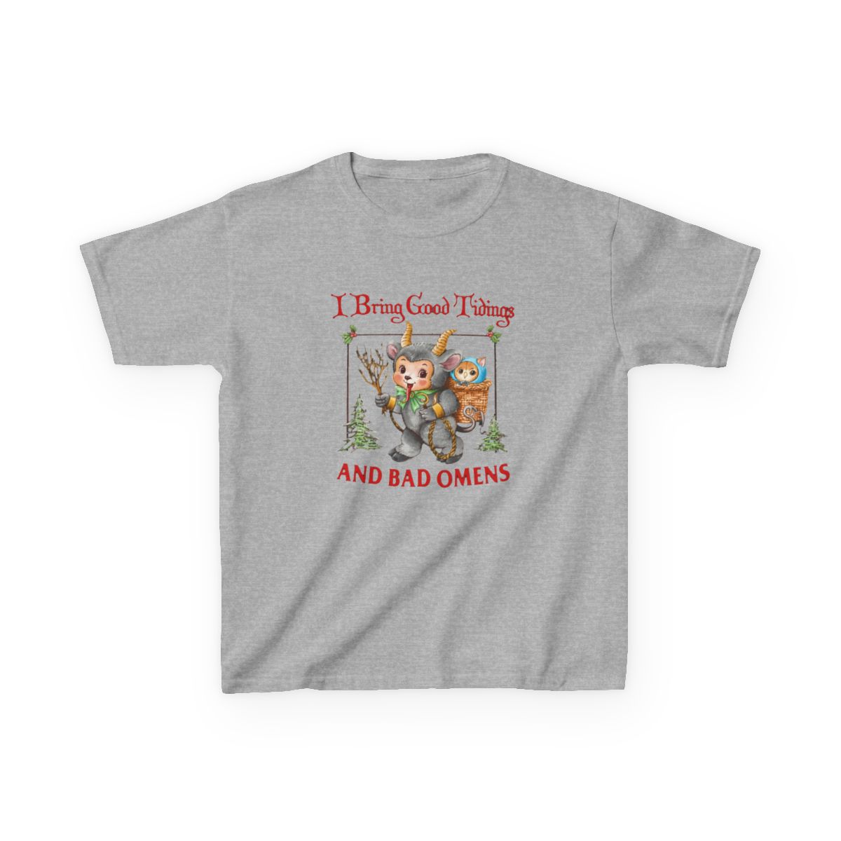 I Bring Tidings And Bad Os Krampus Cat Yule Cat Kids T-Shirt | Bad Omens - alternate angle 3, merchandise