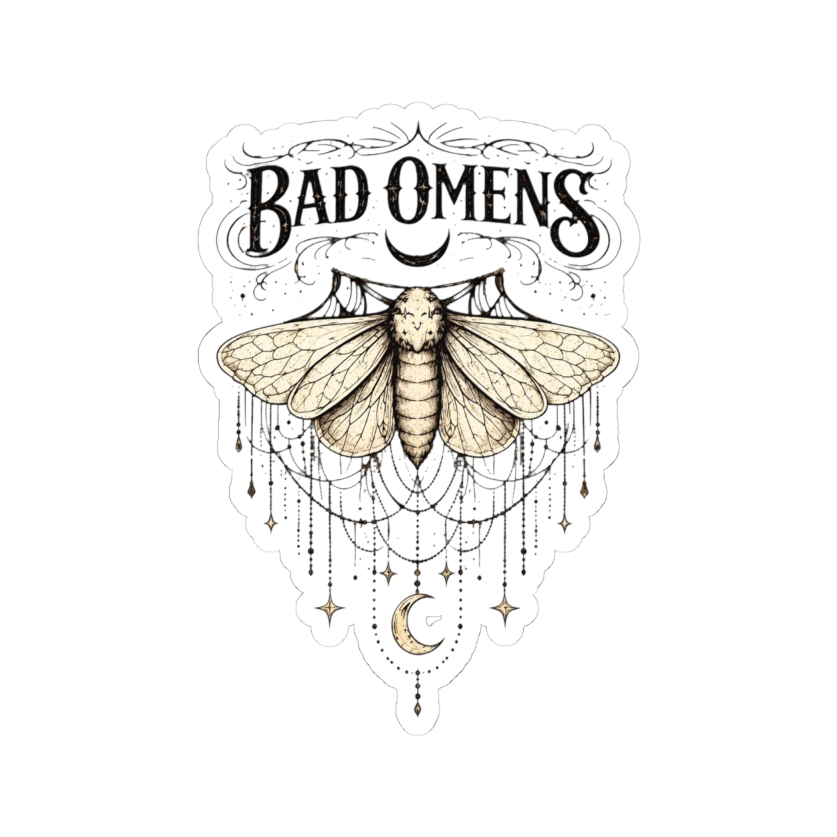 Moth Bad Omens Funny Myth Superstitions Women Men Bubble-Free Stickers