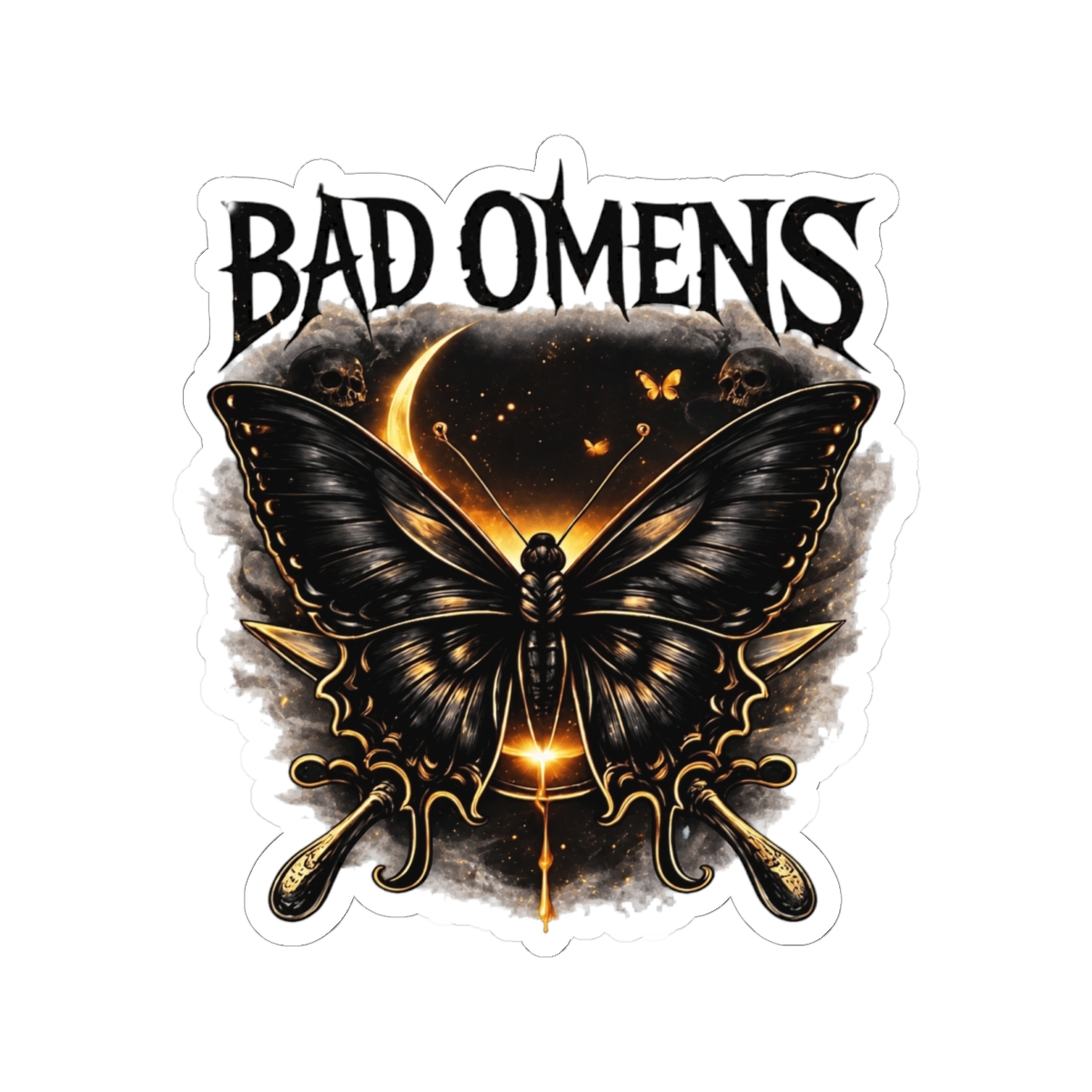 Bad Omens Moth Graphic Bubble-Free Stickers - alternate angle 2, merchandise