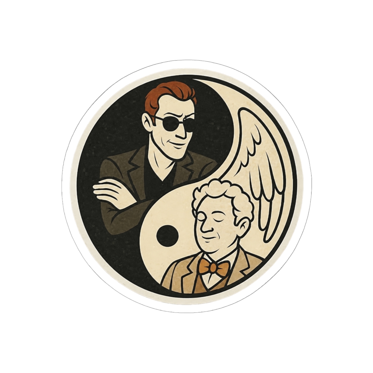 Omens Crowley and Aziraphale Yin Yang Sticker Decal Sticker Car Laptop 5.5" x 5.5" (Sticker) | Bad Omens